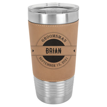 Personalized 20oz Leatherette Groomsmen Tumbler Gift